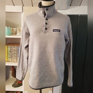 Patagonia Women’s Classic Grey Half Button Pullover Sweater Sz Small Zip Pockets